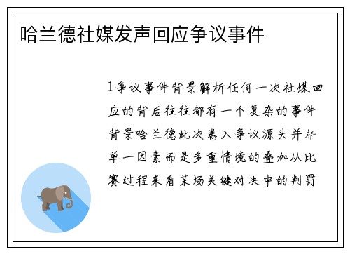 哈兰德社媒发声回应争议事件